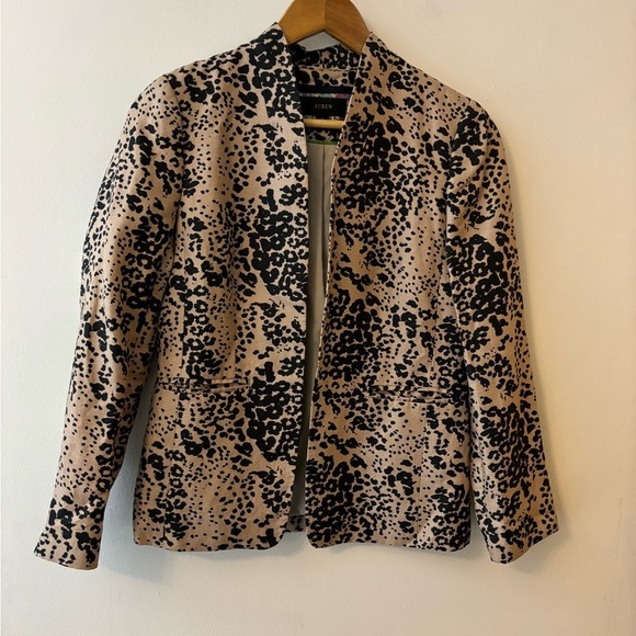 J. Crew Leopard Print Going Out Linen Blend Collarless Blazer - Picture 2 of 8